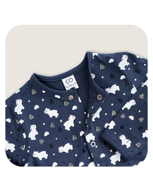 BabyCo Organics Navy Blue & White Nightsuit-Ice Bear-Organic Cotton-For Infants