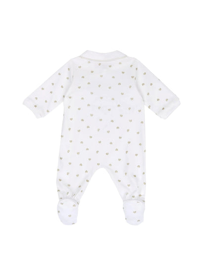 Chicco Off-White Babysuit-Onesie-Embroidered-Cotton-For Infants