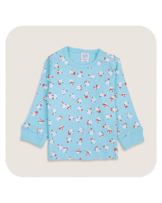 BabyCo Organics Sky Blue & White Jogger Set-Snow Man-Organic Cotton-Pack of 2-For Infants