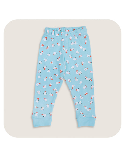 BabyCo Organics Sky Blue & White Jogger Set-Snow Man-Organic Cotton-Pack of 2-For Infants