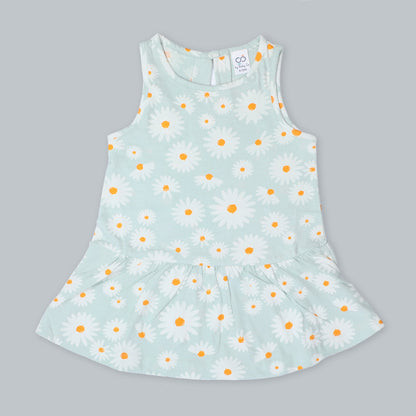 BabyCo Organics Light Green & White Dress-Daisy Tulle-Organic Cotton-For Infants