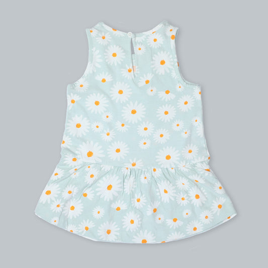 BabyCo Organics Light Green & White Frock Dress-Daisy Tulle-Organic Cotton-For Infants