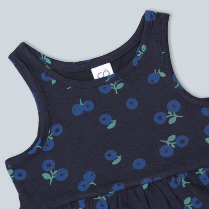 BabyCo Organics Blue Frock Dress-Blueberry-Organic Cotton-For Infants