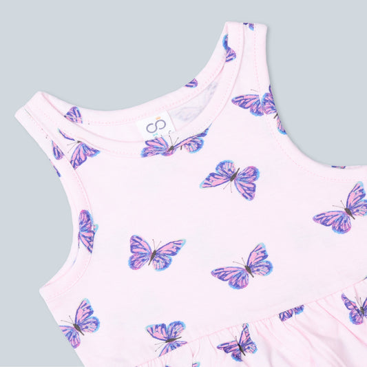 BabyCo Organics Lavender & Pink Dress-Butterfly Jersey-Organic Cotton-For Infants