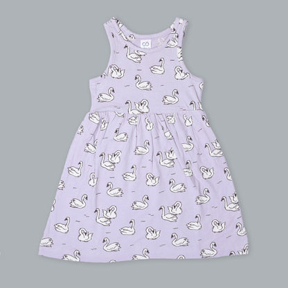 BabyCo Organics Purple & White Frock Dress-Swan Jersey-Organic Cotton-For Infants