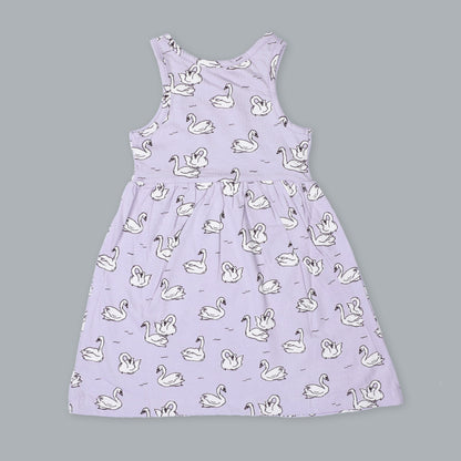 BabyCo Organics Purple & White Dress-Swan Jersey-Organic Cotton-For Infants