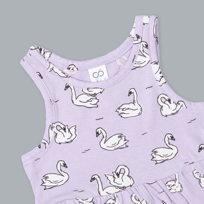 BabyCo Organics Purple & White Dress-Swan Jersey-Organic Cotton-For Infants