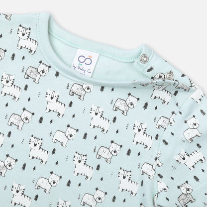 BabyCo Organics Sky Blue & White Onesie-Cat-Organic Cotton-For Infants