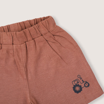 BabyCo Organics White & Brown T-Shirts & Shorts-Little Harvester-Organic Cotton-Pack of 2-For Infants