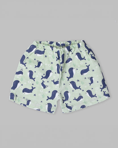 BabyCo Organics Light Green & Blue Jhabla Set-Underwater-Organic Cotton-Pack of 2-For Infants