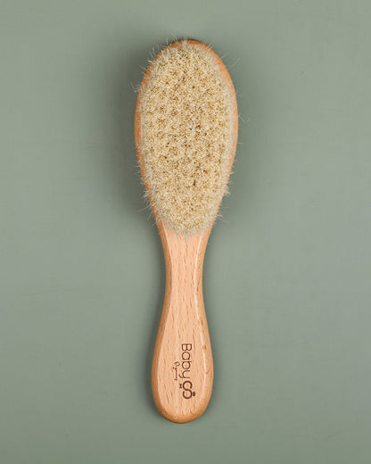 BabyCo Organics Wooden Baby Hair Brush & Comb Set Brown