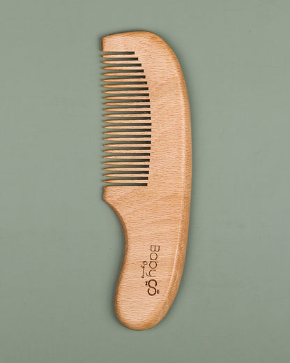 BabyCo Organics Wooden Baby Hair Brush & Comb Set Brown