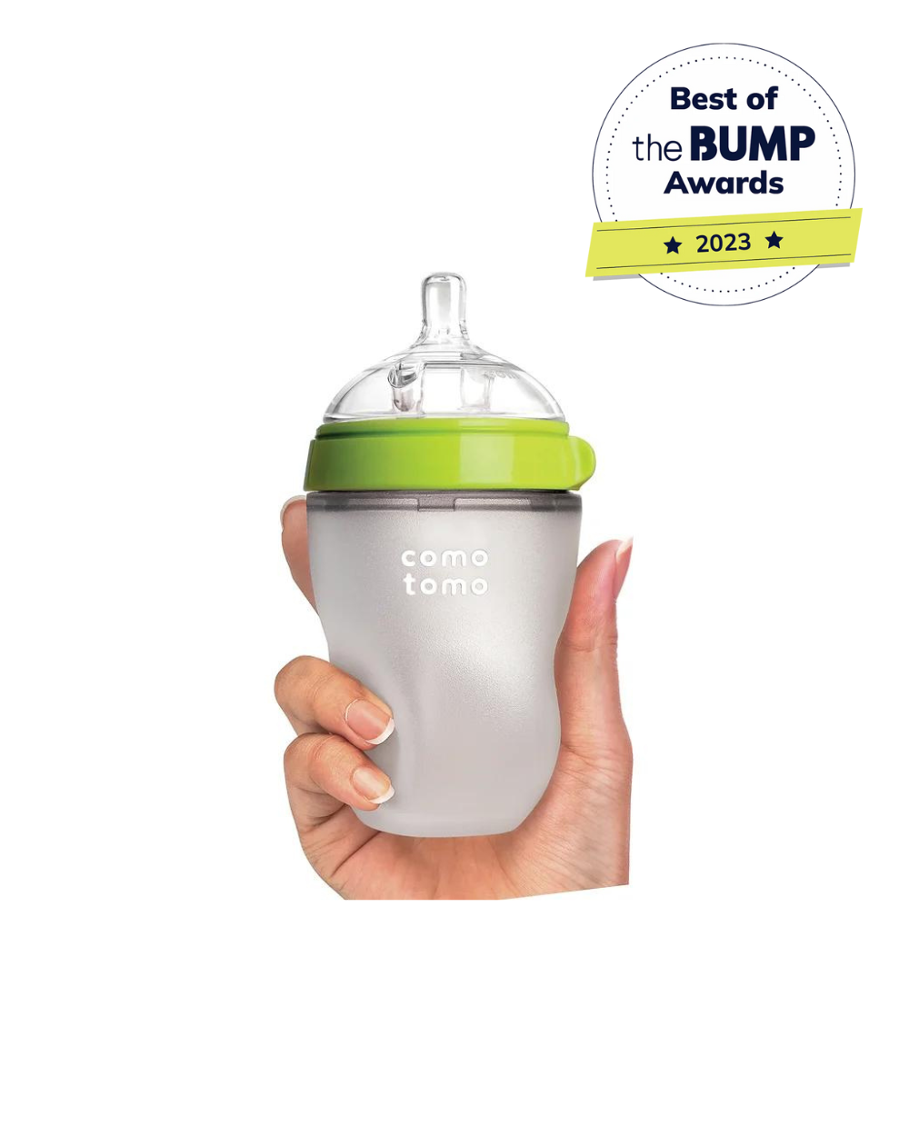 Comotomo Wide Neck Silicone Feeding Bottle-Global Award Winner-With Medium Flow Nipple-3 to 6M-Pack of 2-Dual Anti Colic Vent-250 ml-Green