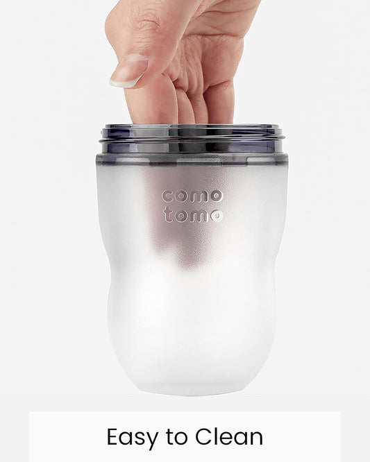 Comotomo Wide Neck Silicone Feeding Bottle-Global Award Winner-With Medium Flow Nipple-3 to 6M-Pack of 2-Dual Anti Colic Vent-250 ml-Pink