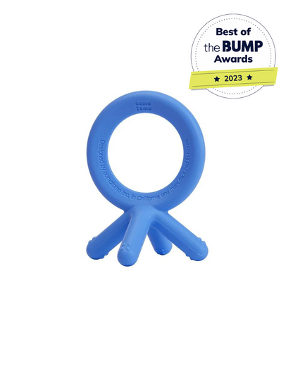 Comotomo Silicone Teether-Global Award Winner-Non Choking Design-Baby Finger Sized-Blue