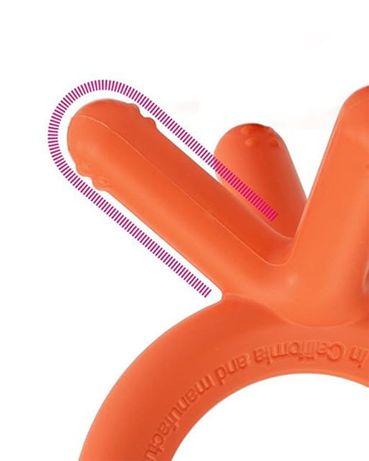 Comotomo Silicone Teether-Global Award Winner-Non Choking Design-Baby Finger Sized-Orange