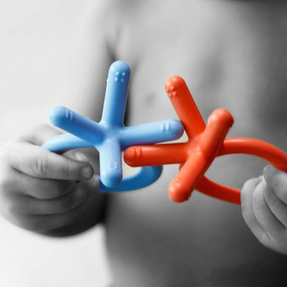 Comotomo Silicone Teether-Global Award Winner-Non Choking Design-Baby Finger Sized-Blue