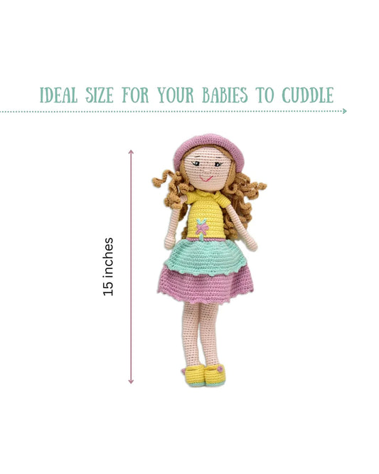 Happy Threads Cecilia Doll Soft Toy-Easily Washable-Plush Cuddly Toy For Newborn