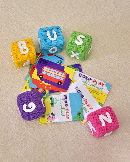 Happy Threads Alphabet Cube Game Puzzle-With Cubes and Flash Cards-Learning & Educational Toys-24M+