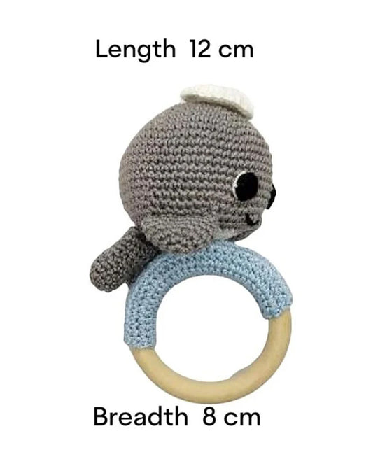 Happy Threads Dolphin Rattle Crochet Rattle Toy-Teething Relief & Easy to Grasp-For Infants