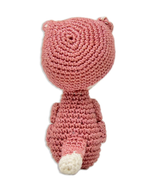 Happy Threads Pink Reindeer Rattle Crochet Rattle Toy-Teething Relief & Easy to Grasp-For Infants