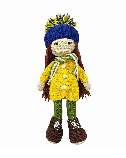 Happy Threads Yellow Jacket Kelly Doll With Bag Soft Toy-Easily Washable-Plush Cuddly Toy For Newborn