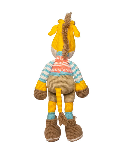 Happy Threads Gerald Giraffe Handcrafted Crochet Soft Toy-Superior-Quality Cotton Thread, Easily Washable, Plush Cuddly Toy For Newborn