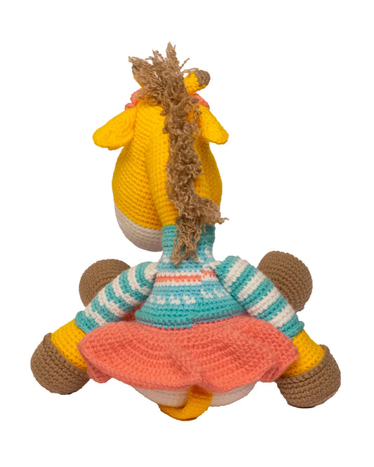 Happy Threads Greta Giraffe Handcrafted Crochet Soft Toy-Superior-Quality Cotton Thread, Easily Washable, Plush Cuddly Toy For Newborn