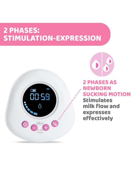 Chicco Double Electric Breast Pump-Dual Phase-10 Setting Levels-Milk Expression Pump