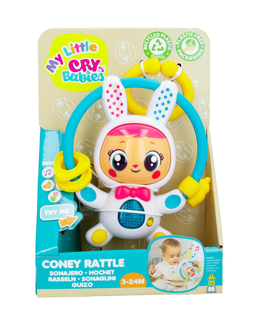 IMC Cry Babies My Little Coney's Rattle Toy-Interactive Sounds & Lights-Promotes Auditory & Visual Stimulation-For Infants