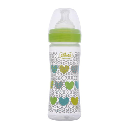 Chicco Well Being Feeding Bottle-Anti Colic-Slow Flow-250 ml-Green-2M+