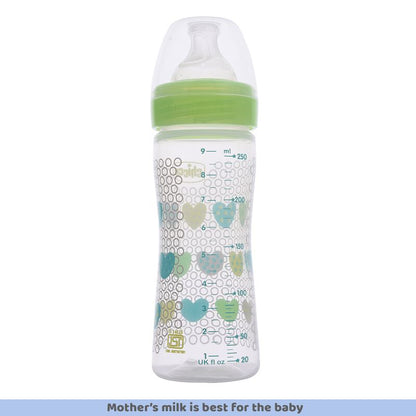 Chicco Well Being Feeding Bottle-Anti Colic-Slow Flow-250 ml-Green-2M+