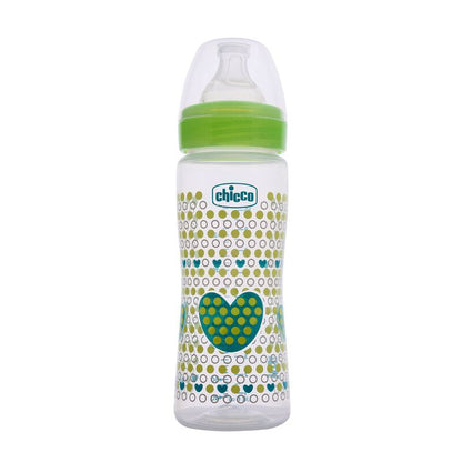 Chicco Well Being Feeding Bottle-Anti Colic-Slow Flow-330 ml-Green-4M+