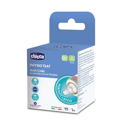 Chicco Physio Teat-Advanced Anti Colic Effect-0M+-Slow Flow-Feeding Bottle Nipple