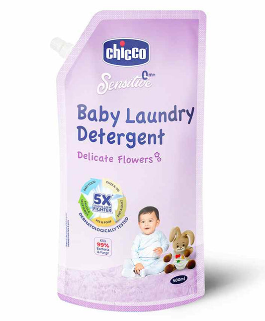 Chicco Baby Liquid Laundry Detergent-5x Stain & Germ Fighter-Kills 99% Germs-Baby Safe-Delicate Flowers-500ml