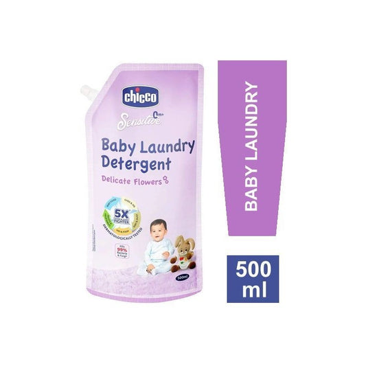 Chicco Baby Liquid Laundry Detergent-5x Stain & Germ Fighter-Kills 99% Germs-Baby Safe-Delicate Flowers-500ml