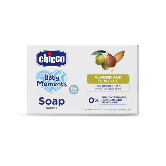 Chicco Baby Moments Baby Soap Bar-With Almond & Olive Oil-125 g