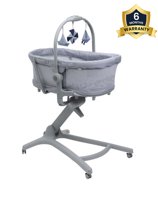 Chicco Baby Hug Pro 5 in 1 Earl-Multifunctional Solution-Crib, Recliner, High Chair, Table Chair & Stand-Alone Crib-With Airflow Mesh Design-Easy to Move With Braked Wheels-0-36M-Grey