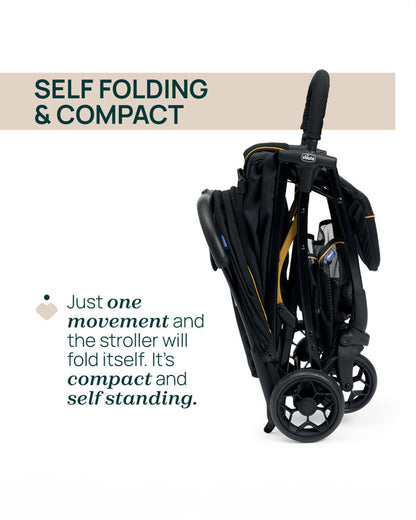 Chicco Glee Lightweight Baby Stroller-One Touch Fold-Multiple Recline Positions-Pram for 0 to 4Y (Upto 22 Kg)-Uneven Black