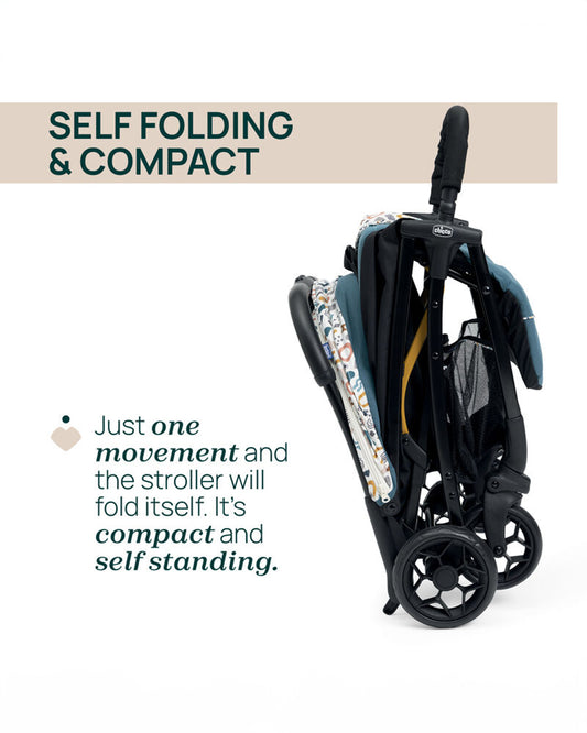 Chicco Glee Lightweight Baby Stroller-One Touch Fold-Multiple Recline Positions-Pram for 0 to 4Y (Upto 22 Kg)-Joyful Teal