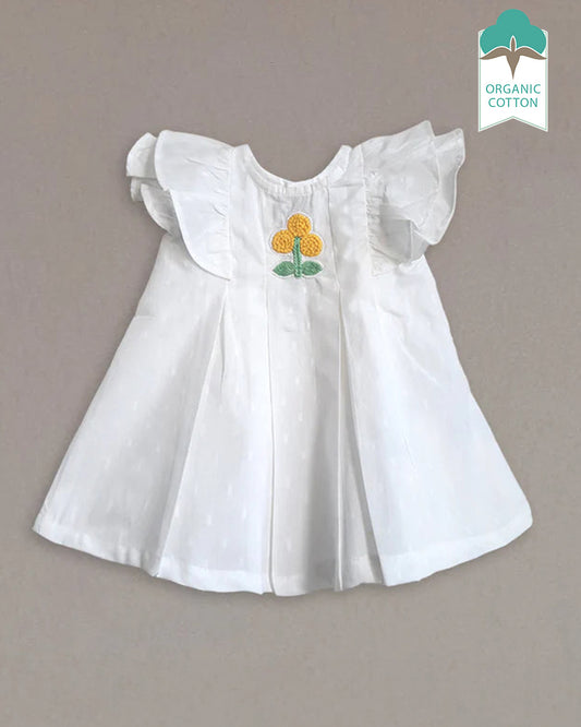 Keebee White Frock Dress-Marigold-Organic Cotton-For Infants