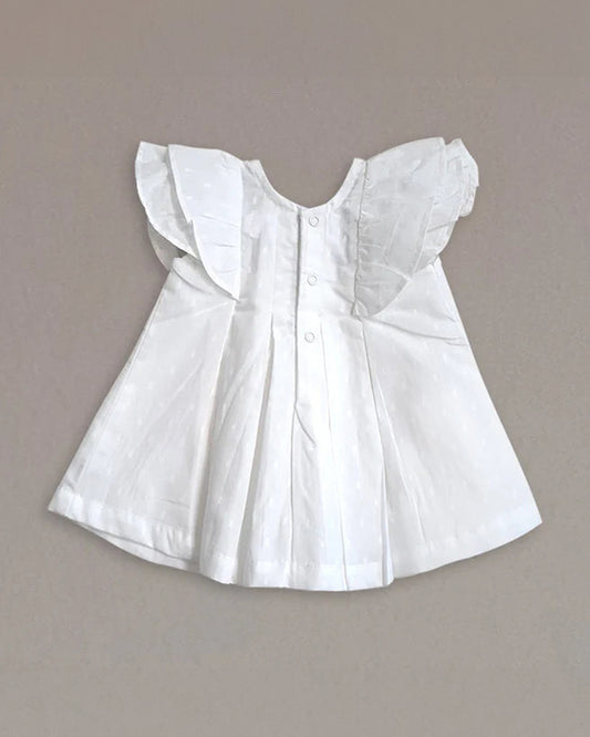 Keebee White Frock Dress-Marigold-Organic Cotton-For Infants