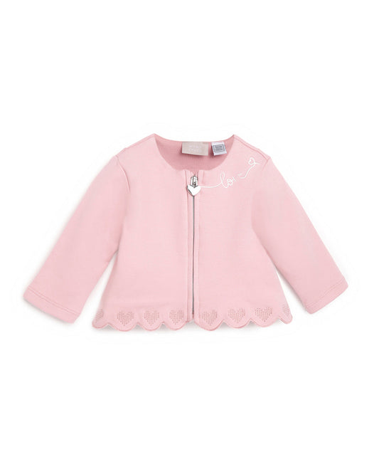 Chicco Medium Pink Winter Wear Cardigan-Solid-Cotton-For Infants