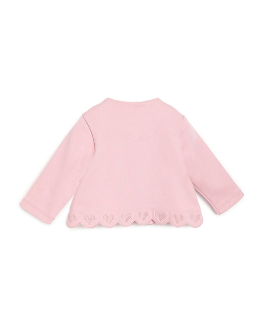 Chicco Medium Pink Winter Wear Cardigan-Solid-Cotton-For Infants