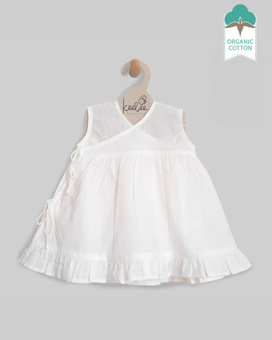 Keebee White Frock Dress-Solid-Organic Cotton-For Infants