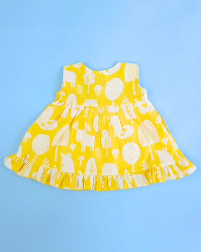 Keebee Yellow Wrap Dress-Printed-Organic Cotton-For Infants