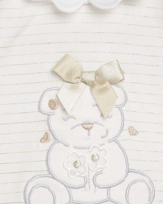 Chicco White T-shirt-Striped-Cotton-For Infants