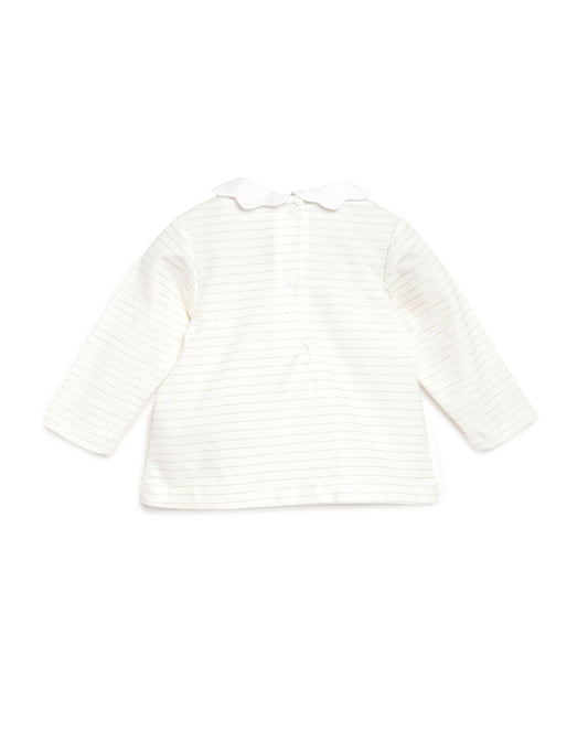 Chicco White T-shirt-Striped-Cotton-For Infants