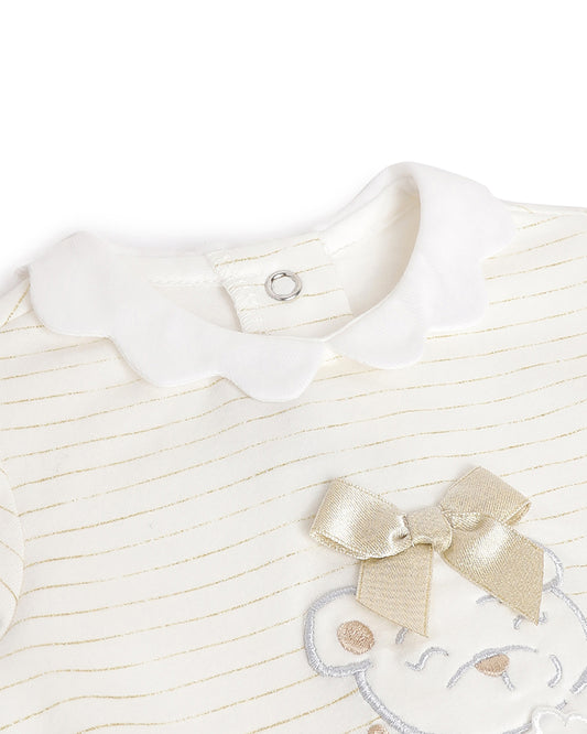 Chicco White T-shirt-Striped-Cotton-For Infants