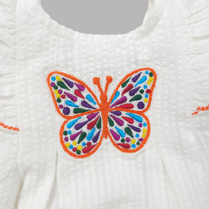 Keebee White Frock Dress-Butterfly-Cotton-For Infants